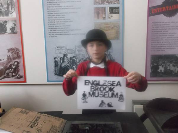 We had a go of the printing press.