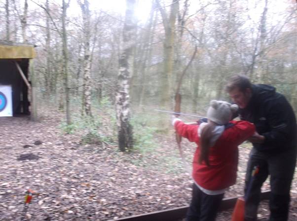 Grace practising her aim.